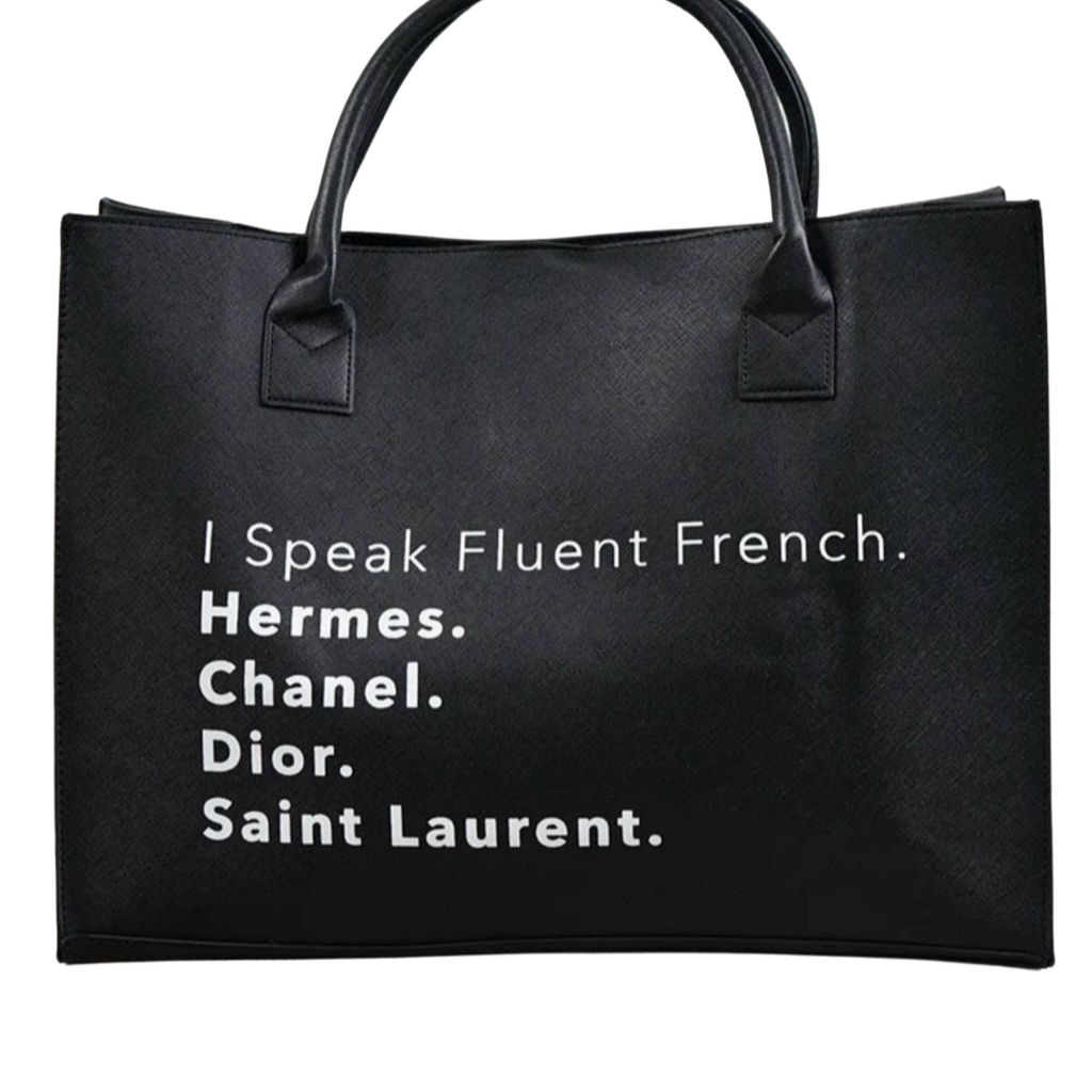 YES I SPEAK FRENCH. Y'VES SAINT LAURENT, LOUIS VUITTON, HERMES, GIVENCHY,  CHANEL, DIOR Quote Book Stack
